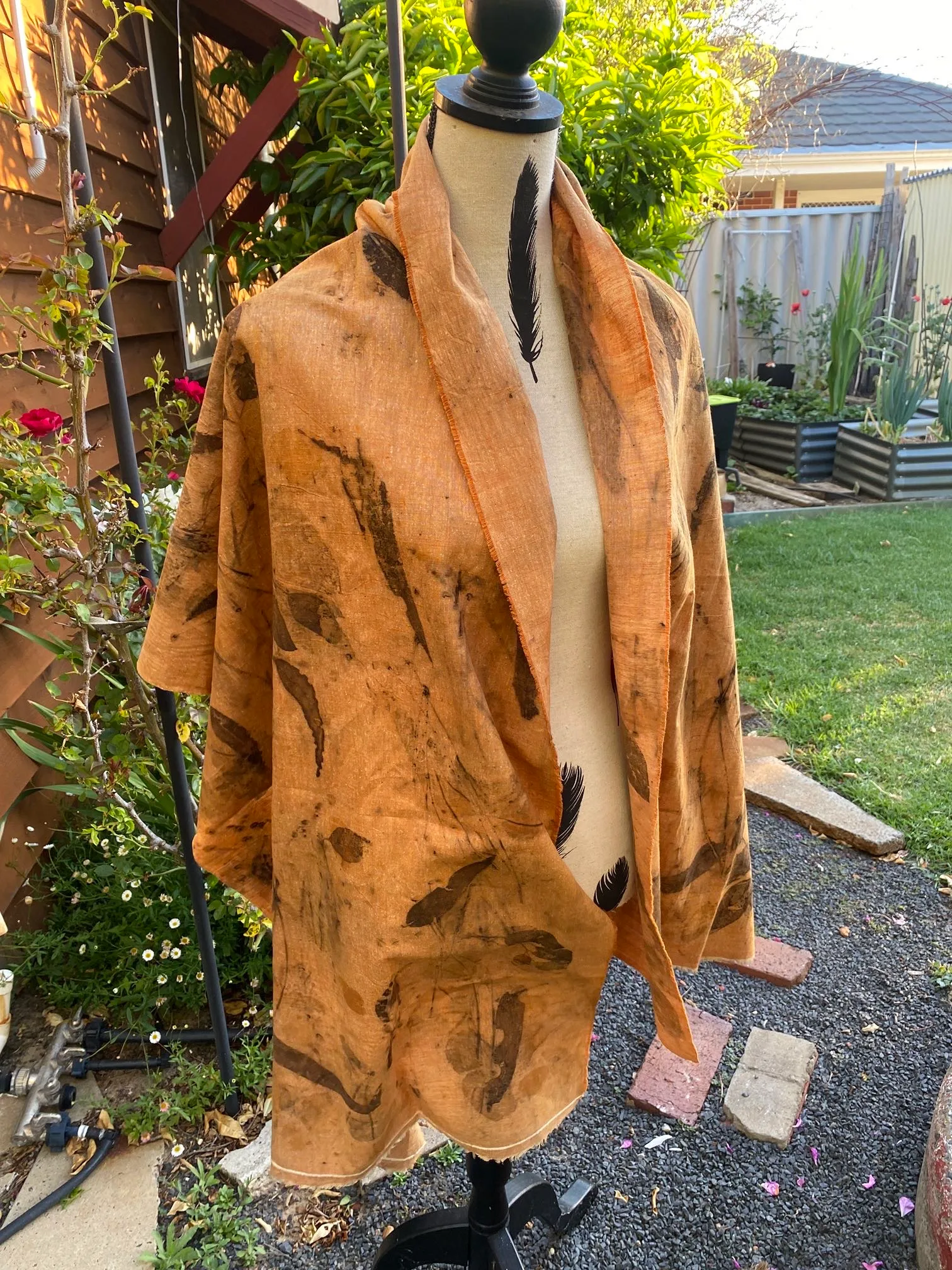 Eco-Dyed Silk & Cotton  Shawl/Scarf