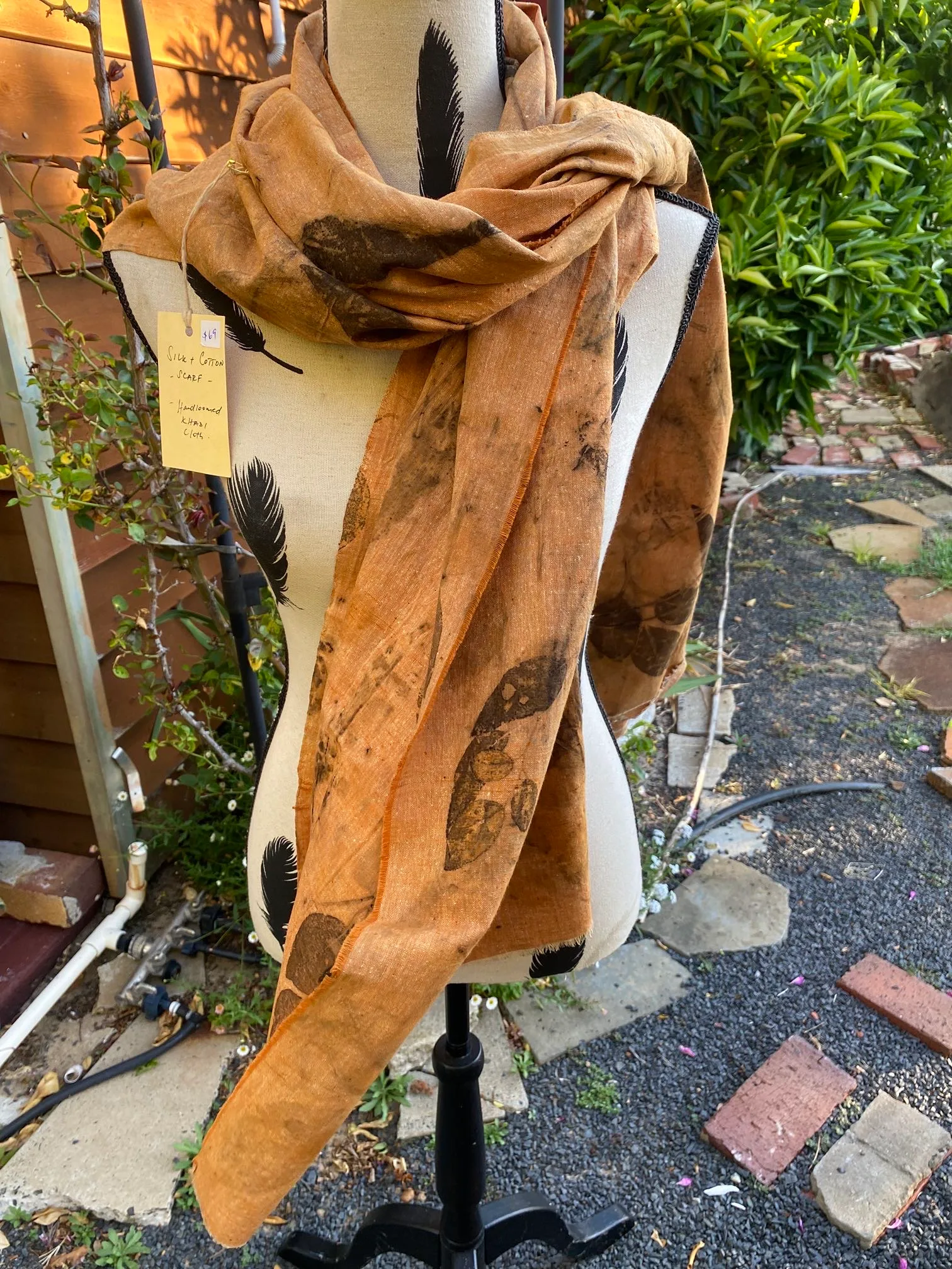 Eco-Dyed Silk & Cotton  Shawl/Scarf - Image 3